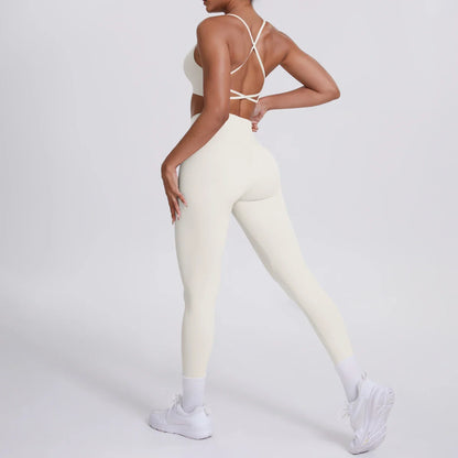 Yoga Suit Sports Set Gym Seamless High Impact Sports Bra Women's High Waist and Hips Tight Peach Buttocks Pants Womens Sportswea