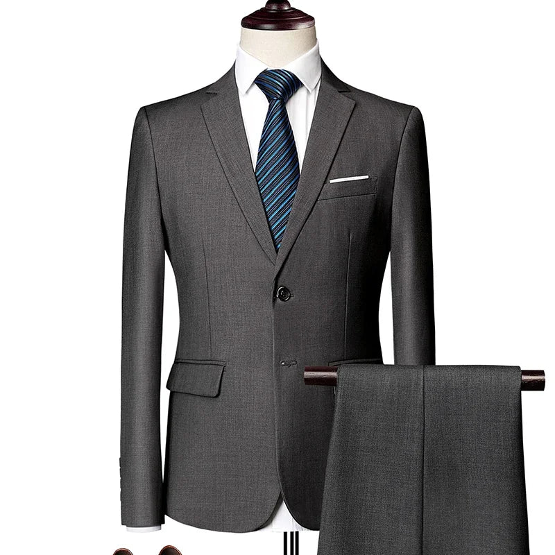 Classic Wedding Tuxedos Casual Solid Suits Slim Fit 3/2 Pieces Groomsmen Suit Male Formal Business Men Clothing
