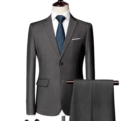 Classic Wedding Tuxedos Casual Solid Suits Slim Fit 3/2 Pieces Groomsmen Suit Male Formal Business Men Clothing