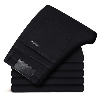 2023 Men's Stretch Black Jeans Classic Style Business Fashion Pure Slim-fit Denim Pants Male Brand Casual Trousers
