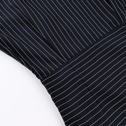 Elegant High Waist Stripe Shirt Dress Women 2025 Street Chic Long Sleeve Slim Dresses Female Office Single Breasted  Dress