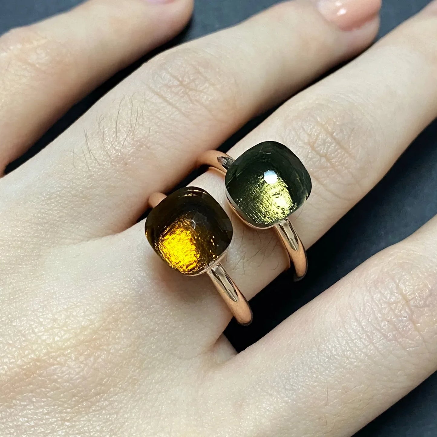 Stylish Purple Crystal Rose Gold Plated Candy Ring 30 Colors Simple Candy Color Jewelry Gift for Women Valentine's Day