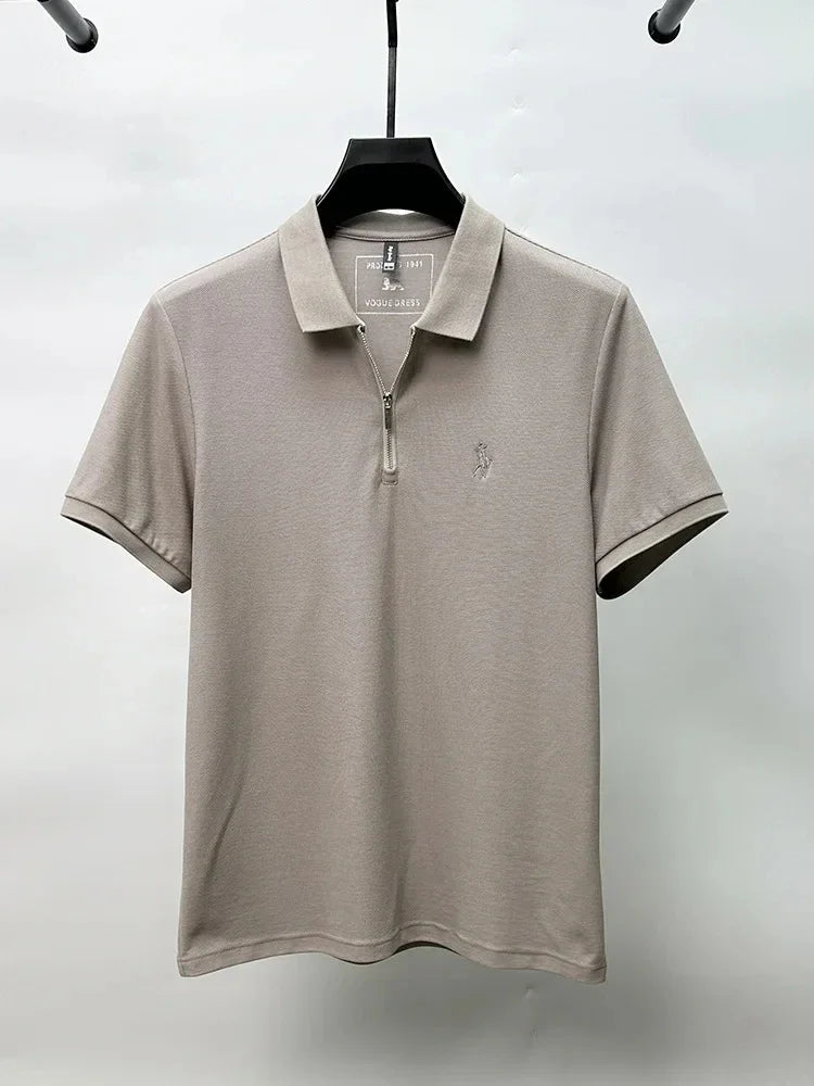 High end brand pony embroidered short sleeve polo shirt unique trend half zipper luxury Paul T-shirt designer's new men's wear