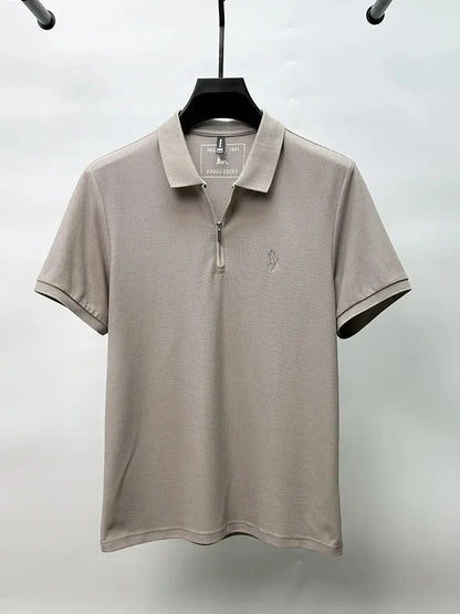 High end brand pony embroidered short sleeve polo shirt unique trend half zipper luxury Paul T-shirt designer's new men's wear