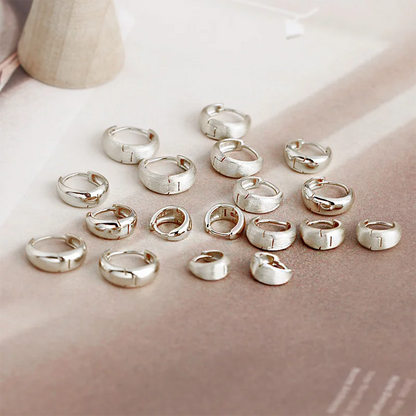925 Sterling Silver Premium Matte Minimalism Unisex Huggies Ear Hoops Earrings for Women Gothic Piercing Men's Jewelry