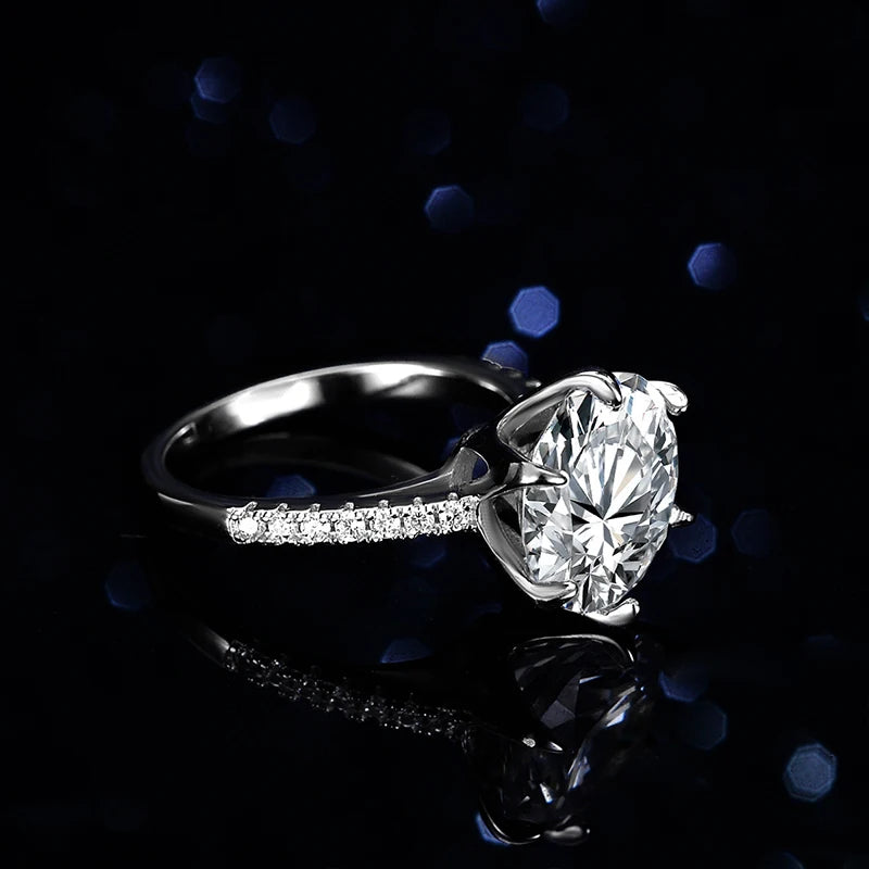 5CT Sparkling D Color Moissanite Lab Diamond Wedding Rings For Women S925 Sterling Silver Luxury Jewelry Engagement Ring