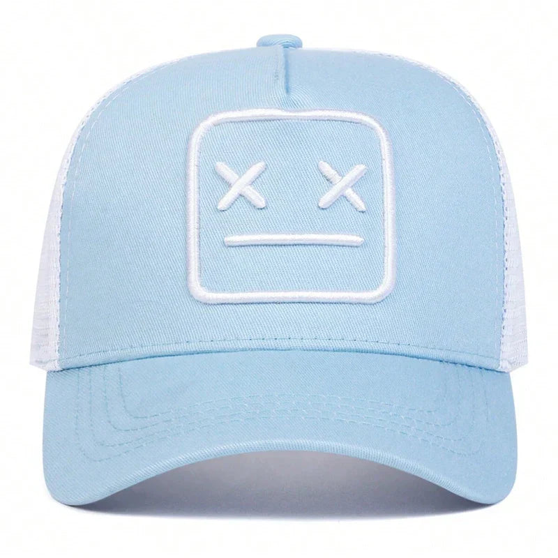 Unisex XX Crying Face Embroidery Baseball Net Caps Hip Hop Cap Spring Summer Outdoor Adjustable Casual Hats Sunscreen Hat