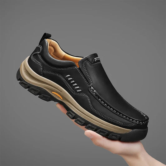 Men's Hand-Stitched Fashion Loafers, Solid Color Low-Top Casual Shoes, Simple Trendy Slip-On Sneakers, Men's Shoes for All Seasons, Daily Office Business Shoes, Large Size Men's Shoes