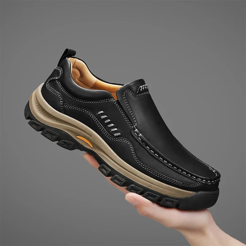 Men's Hand-Stitched Fashion Loafers, Solid Color Low-Top Casual Shoes, Simple Trendy Slip-On Sneakers, Men's Shoes for All Seasons, Daily Office Business Shoes, Large Size Men's Shoes