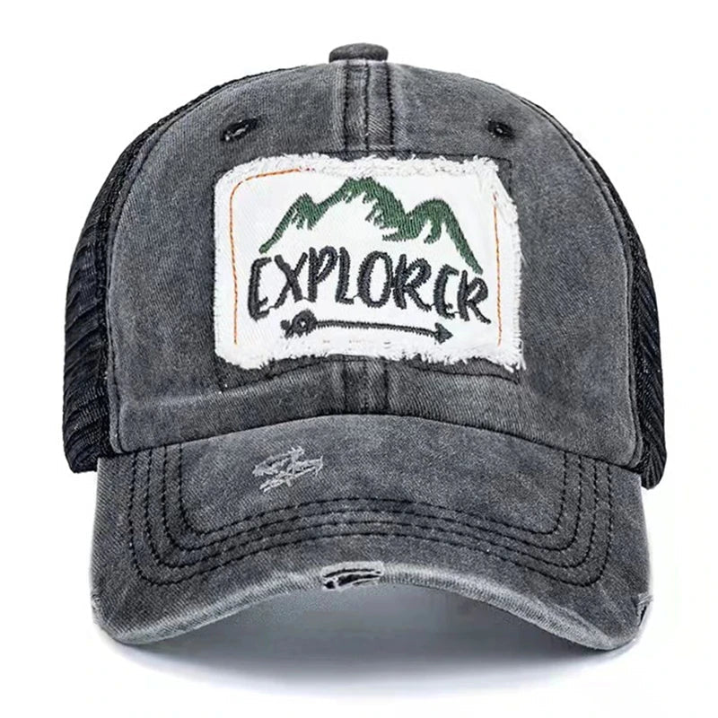 Unisex Washed Cotton Cap Mountain Embroidery Vintage Baseball Caps Men Women Adjustable Breathable Outdoor Streetwear Sports Hat