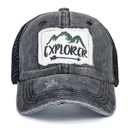 Unisex Washed Cotton Cap Mountain Embroidery Vintage Baseball Caps Men Women Adjustable Breathable Outdoor Streetwear Sports Hat