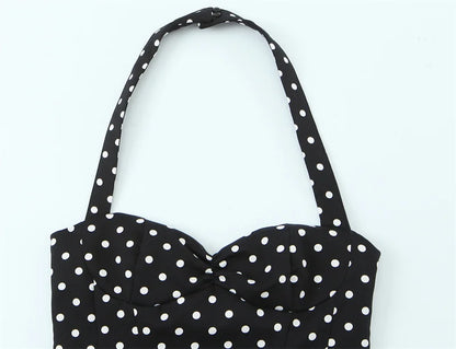 Women's Top 2026 Summer New Style Solid Color Polka Dot Decor Halter Neck Sexy Top Vacation Style Fashionable and Unique