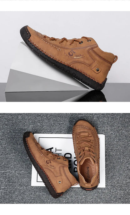 Men's Shoes Leather Unisex Walking Shoes Women Hand Stitching Outdoor Stitched Men Casual Boots