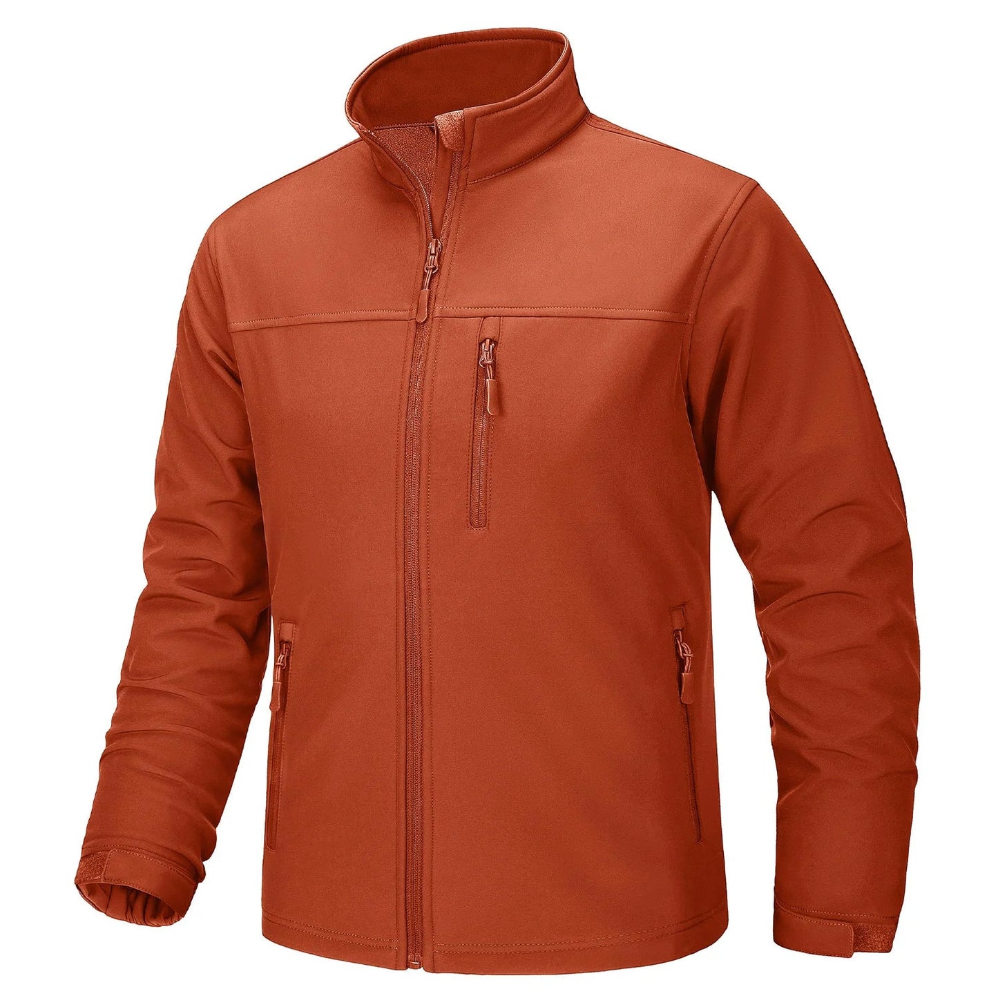 Waterproof Fleece Lining Windbreaker Mens Winter Work Jackets Zipper Pocket Casual Coats Full Zip Outwear Tops