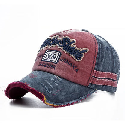 Washed cowboy letters Cotton Cap For Men Women Adjustable Autdoor Sun protection hat Rock Shark Baseball Caps