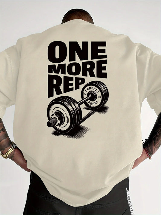 Men's T-Shirt Vintage Funny Gym Workout ONE MORE REP Weightlifting Women Streetwear Cotton Oversized Tees Short Sleeve Loose Top