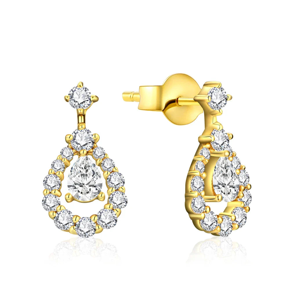 Pear Cut 4*3mm Full Moissanite Stud Earrings for Women Sparkling Wedding Party Earring 925 Sterling Silver Fine Jewelry