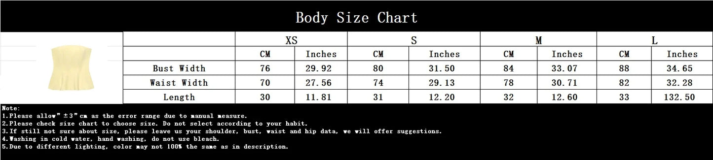2026 Spring Summer Butter Yellow Sexy Women Tops Fashion Solid Strapless Short Tops Chic Streetwear Ladies Tops