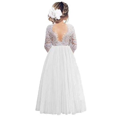 Vestido de Festa de Princesa Plus Size com Renda para Dama de Honra Bebê Crianças Vestidos de Aniversário de Casamento de Verão Roupas Infantis 2 4 6 8 10 12 14