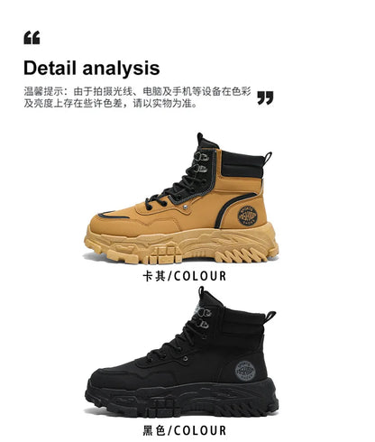 Men Boots Cotton Boot Platform Autumn British High Top Retro Thick Sole Lace Up Comfort Anti Slip Sport Mountaineering Boot