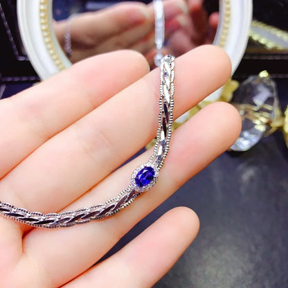 Natural sapphire 925 Sterling silver high definition bracelet Ladies Color Beautiful Exquisite special price free mailing