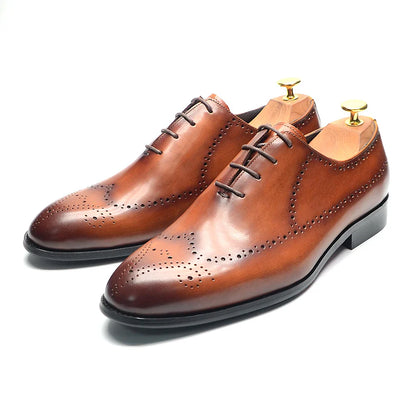 Luxury Italian Mens Wedding Dress Shoes Genuine Leather Handmade Brogue Wingtip Oxford Shoes Black Brown Formal Shoes for Men