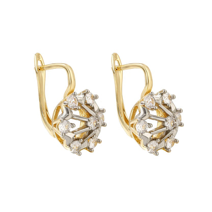 Inlays with hollow design earrings, earrings, copper plated 14K gold fashion jewelry ladies party wedding banquet set gift
