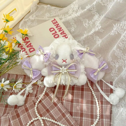 Korean Kawaii Cat Lolita Bag Cute PU Shoulder Bag Girls Transparent Pocket Harajuku Crossbody Bag Women's Fashion Backpacks