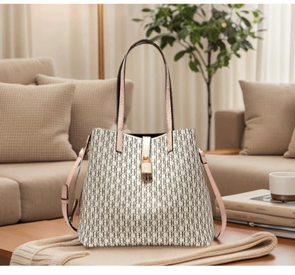 Premium Versatile Leather Crossbody Bag Ladies Large Capacity Daily Commuter Tote Bag Letter Print Design Ladies Fashion