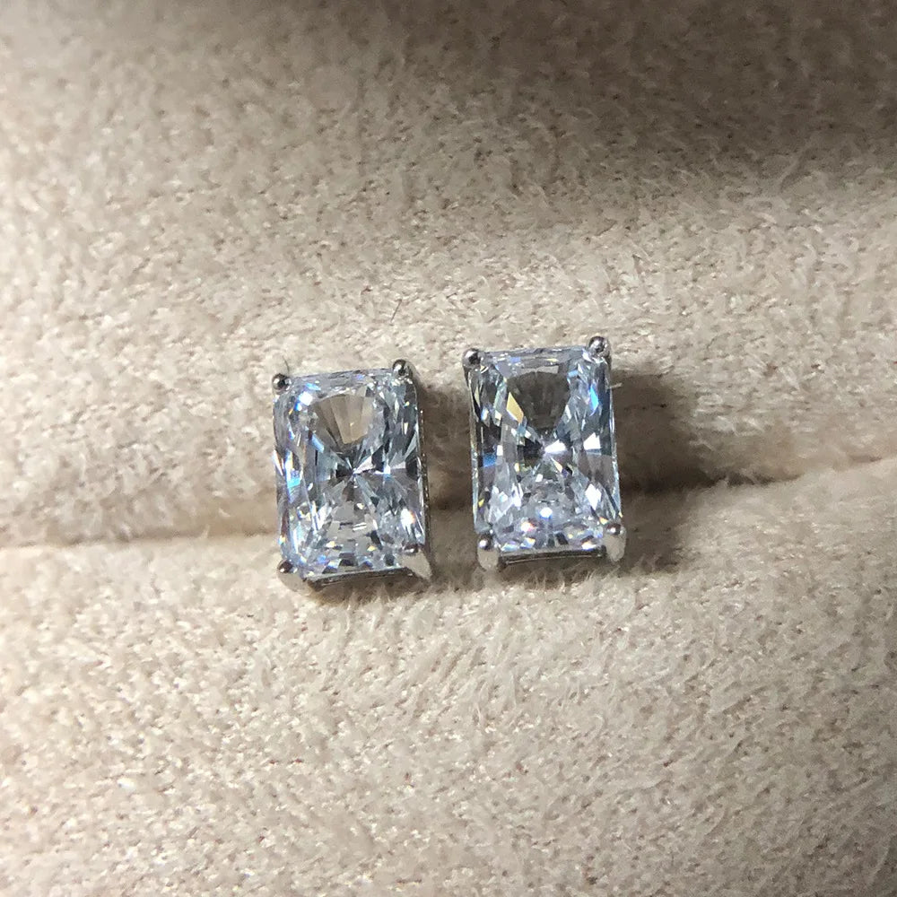 Classic 100% 925 Sterling Silver Real Moissanite Gemstone White Gold Earrings Ear Stud For Women Fine Jewelry Wholesale