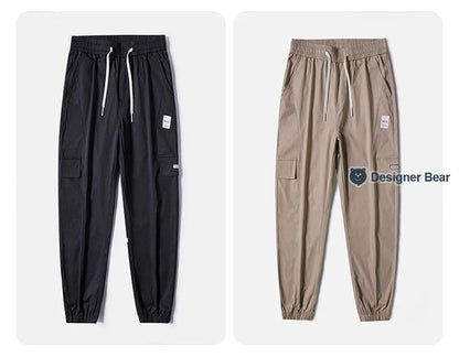 Spring Summer Thin Men's Cargo Pants Loose Tapered Elastic Cuff Jogger Trousers Quick Dry Casual Outdoor Haren Pants Male 5XL