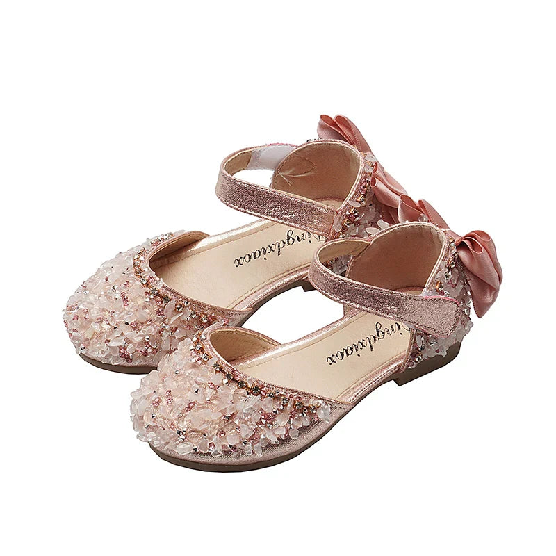 Summer Kids Shoes for Girl Sandals Fashion Sequins Cute Bow Little Girl Shoes Flat Heels Princess Shoes  SM004