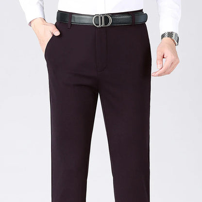 Men's Business Casual Straight Pants - Stretch Non-Iron Formal Trousers for Office Work & Daily Commute