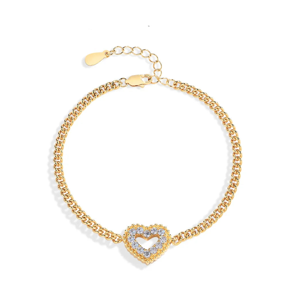 2024 Luxury Bracelets D VVS1 Moissanite Diamond 0.42 CTW for Women Heart Shape S925 Sterling Silver Birthday Party Gift
