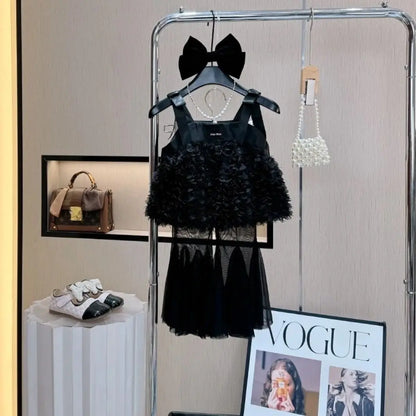 Girls' set summer new style baby girl stylish summer style little girl fashionable suspender fashion children's two-piece set