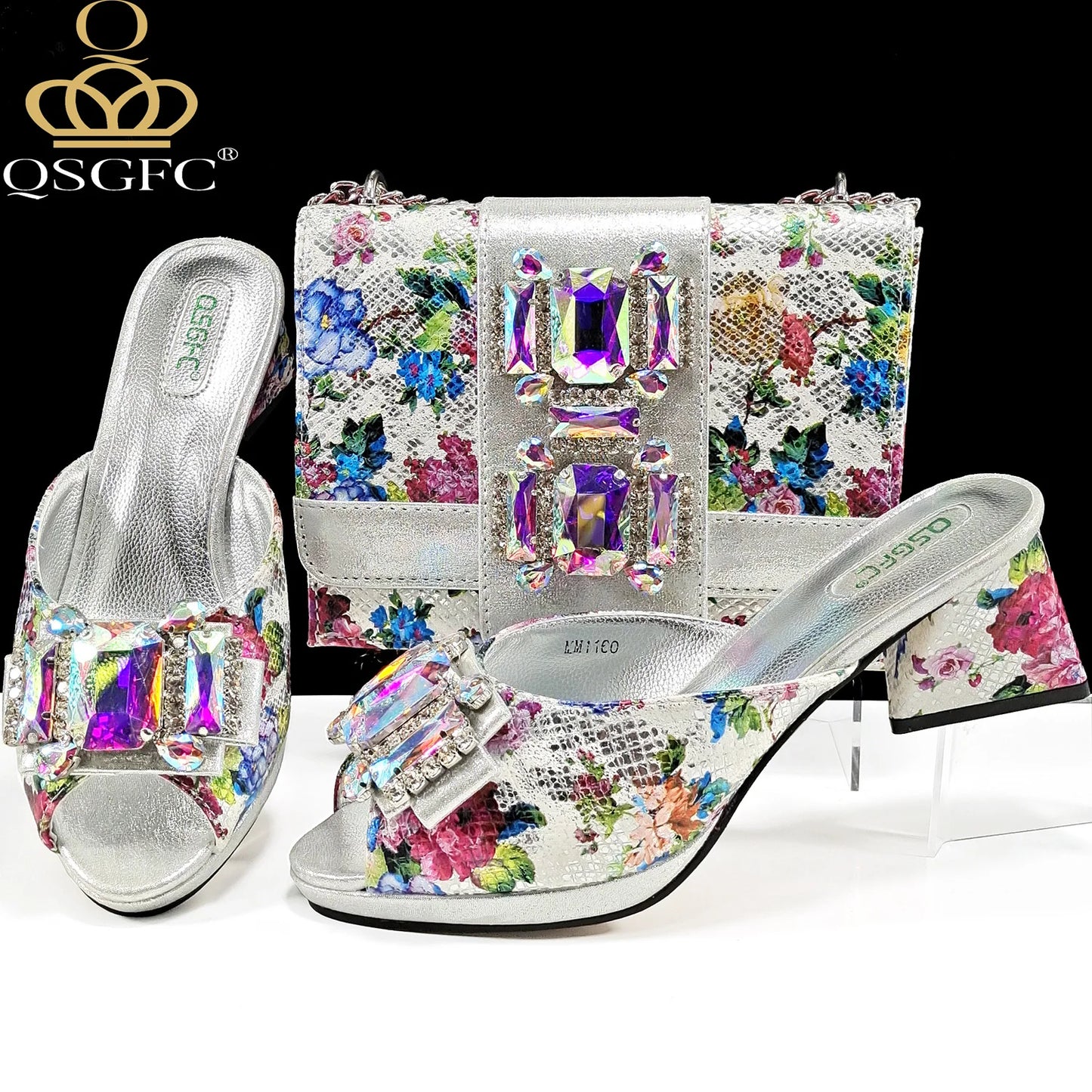 Italian Sandals and Bags Matching Set 2026 Women Heel Party for Rose Gold Colour Wedding Bigger Size Thick Heel Shoes