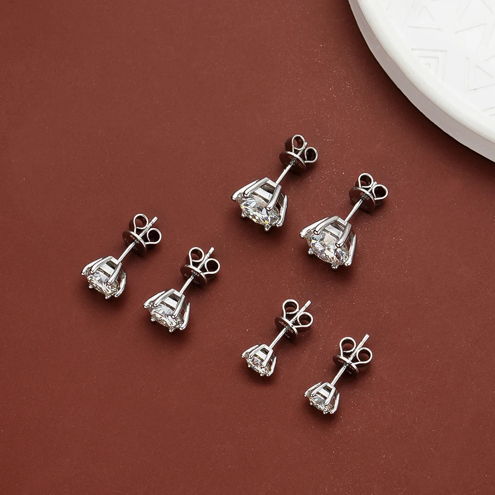 Real 1 Carat D Color Moissatine Stud Earrings For Women D Color 925 Sterling Silver Earrings Wedding Party Fine Jewelry