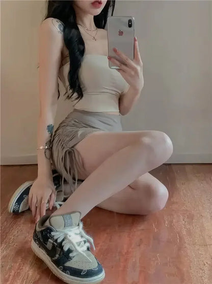 Sexy Summer Latin Dance Skirt for Women Spring Summer New High Waist Drawstring A-line Dance Practice Skirt Y2k Clothes
