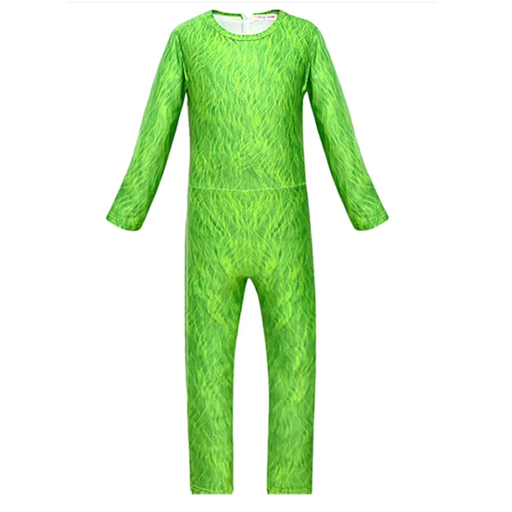 Green Haired Monster Children's Cosplay Costumes Jumpsuit Tight Fitting Stage Performance Costume Carnival Party Gifts