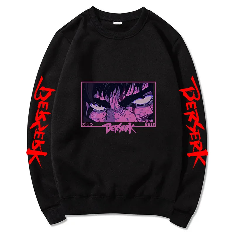 Autumn and Winter Anime Men's Pullover - Harajuku Style Berserker Pattern Loose Hoodie, Fashionable Unisex Long Sleeves
