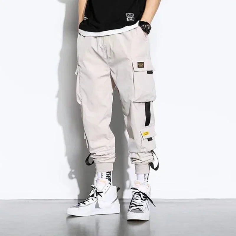 Male Casual Hip Hop Streetwear Sweatpants Pencil Pants Men Joggers Cargo Pants Multi-pocket Elastic Waist Harem Techwear Pants