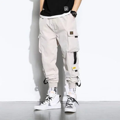 Male Casual Hip Hop Streetwear Sweatpants Pencil Pants Men Joggers Cargo Pants Multi-pocket Elastic Waist Harem Techwear Pants
