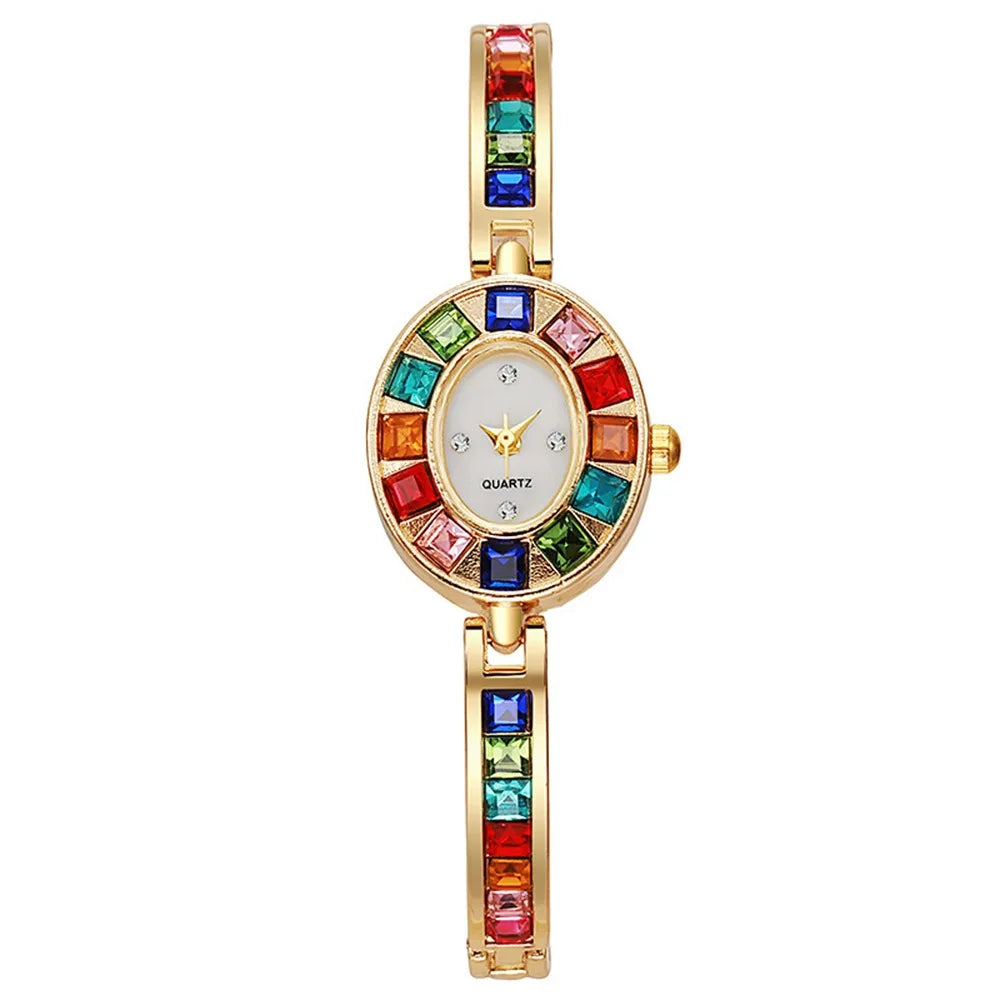 Fashion Rhinestone Women Watch Square Dial Ladies Quartz Watches Bracelet Band Wristwatches