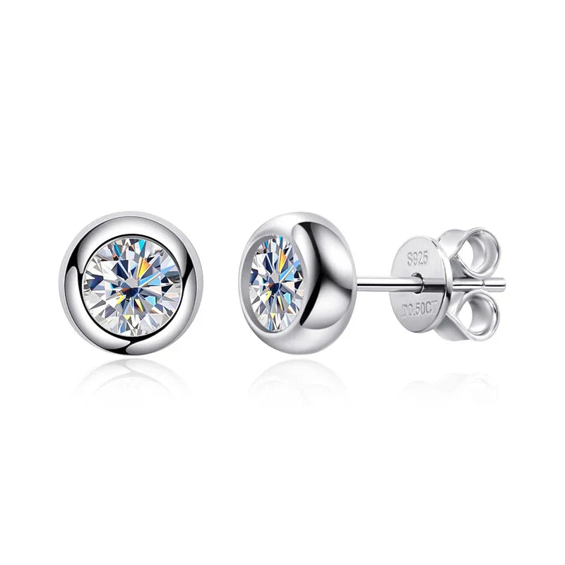 0.5carat Bezel Set Oval Cut Moissanite Stud Earrings for Women S925 Silver Jewelry Lab Grown Diamond Ear Studs with Certificate