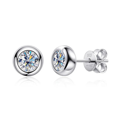 0.5carat Bezel Set Oval Cut Moissanite Stud Earrings for Women S925 Silver Jewelry Lab Grown Diamond Ear Studs with Certificate