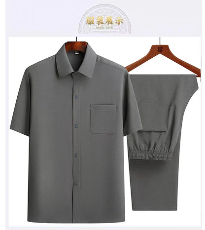 Shirts + Pants 2025 summer new style Sportswear Men's Casual Sets Male Fashion Chinese style shirts and trousers M-4XL