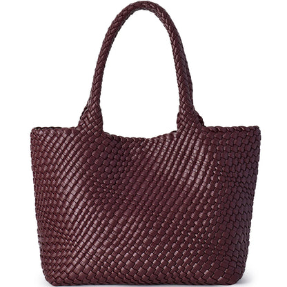Woven Tote Bag Womens Purse Vegan Leather Shoulder Handbags - Fashion Summer Beach Tote Bags - Large Travel Totes