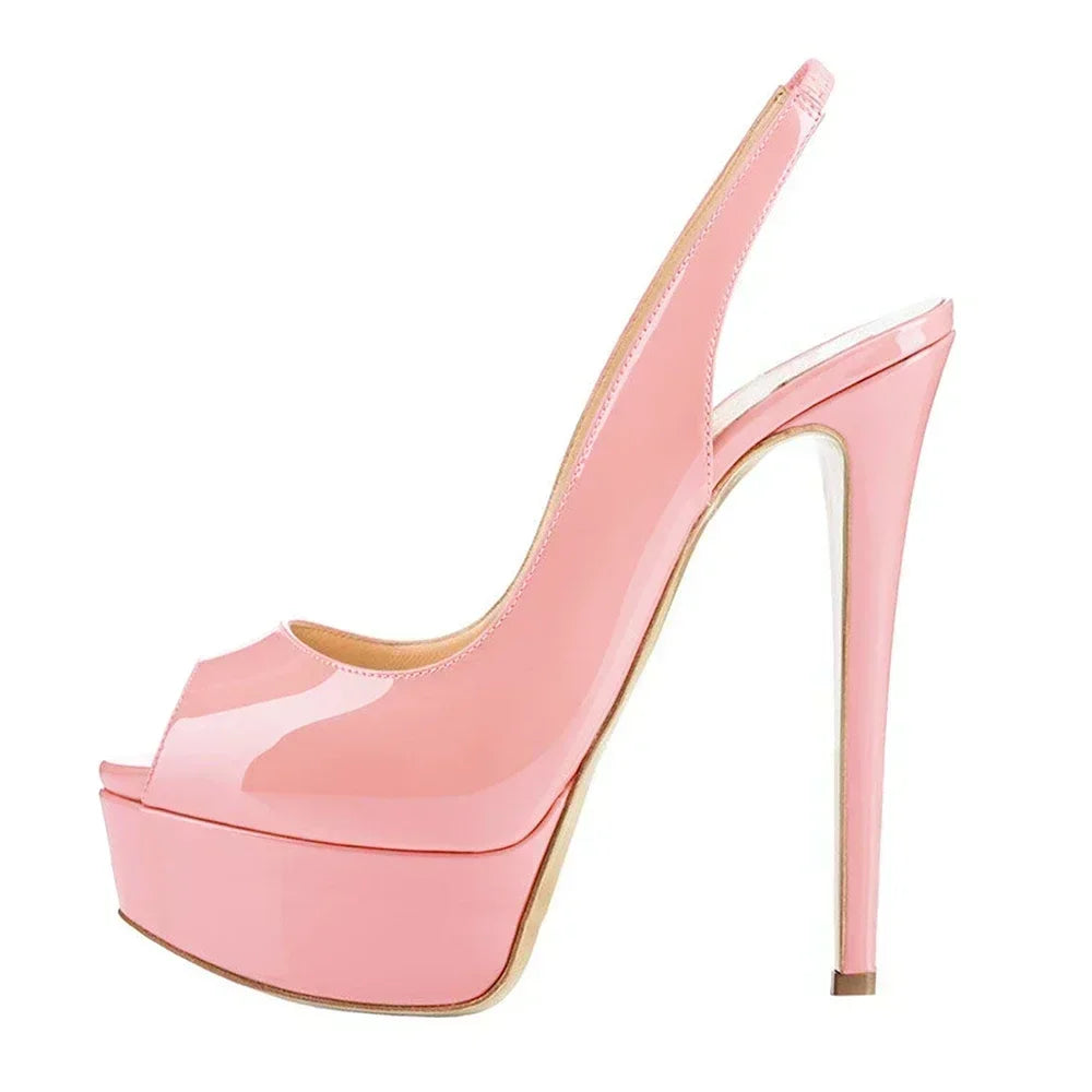 Women Sandals Sexy Pumps 14CM Platform Stripper High Heels Open Toe Stilettos Gladiator Party Dress Wedding Shoes Large Size 44