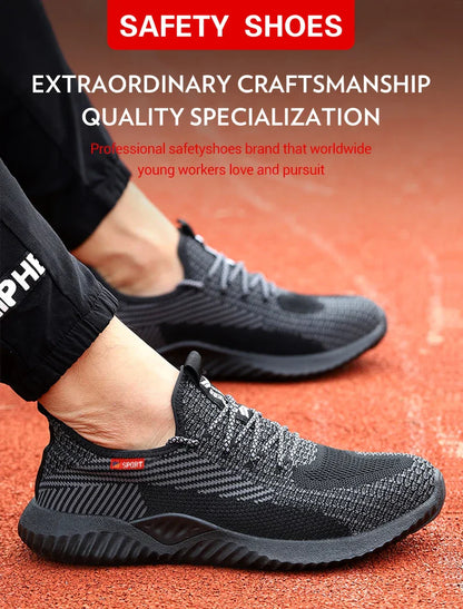 Safety shoes, breathable lightweight work shoes, puncture-resistant and smash-proof protective shoes, steel-toe shoes