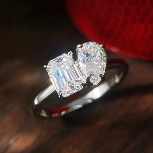 Moissanite Engagement Rings for Women 1ct/2ct D Color VVS1 Diamond with GRA S925 Sterling Sliver Promise Ring